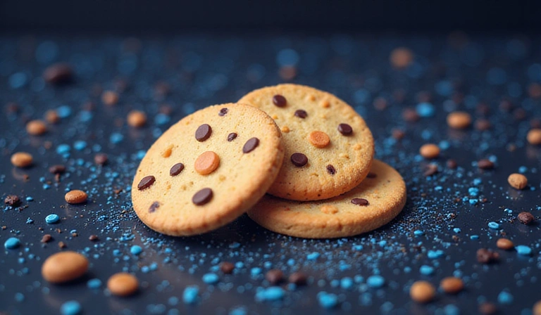 Illustration von Cookies als digitale Kekse, die Informationen speichern