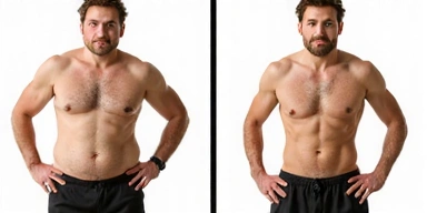 Vorher-Nachher-Bild einer Gewichtsabnahme